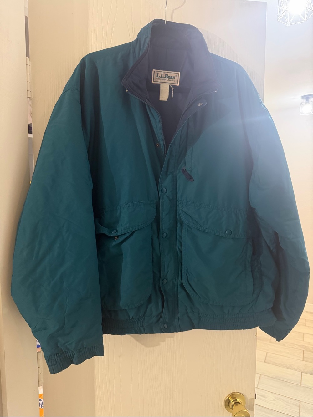 L.L. Bean Men's Teal Windbreaker Jacket vintage Made is USA